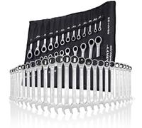 HASKYY Jeu de clés à cliquet 25 pcs métrique 10-24 mm & pouces 1/4"-1" Clés mixtes à cliquet