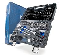 HASKYY Jeu de clés dynamométriques 3/8" 5-60 Nm pour moto, chopper, moto customisée, avec de nombreux accessoires tels que tige d'extension, embouts, inserts d'écrous, adaptateurs