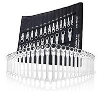 HASKYY Jeu de clés mixtes à cliquet 25 pcs - set combiné métrique 10-24 mm et pouces 1/4"-1"