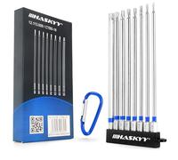 HASKYY Jeu d'Embouts Torx 150 mm 8 Embouts Torx Longs Magnétiques en Acier S2, T8-T40, Queue Hexagonale 1/4", pour Visseuse, Perceuse, Auto, Moto et Vélo