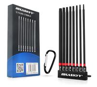 HASKYY Lot de 8 embouts Torx 1/4'' - 150 mm de long - T8 - T40 - Embouts magnétiques - Batterie - Noir/rouge