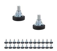 HASLED 24 Pieds M6 de Meuble Réglables en Hauteur - Base Anti-Dérapante PVC - Hauteur Max 20 mm - 24 Écrous Carrés Inclus - pour Buffet, Table TV, Armoire (Noir/Argent)