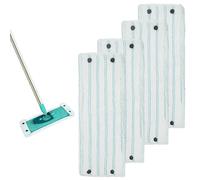 HASLED 4 Housses Lavables Microfibre 42cm pour Balai Serpillère - Recharge Compatible avec Fermeture Clip | pour Sols Bois, Carrelage, Salon & Cuisine, pour la Marque Leifheit