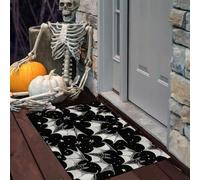 HASLEFND 60 x 90 cm Paillasson À Poils Ras Lignes d'animaux dessinées à la Main | Noir Étoile Chauve-Souris Tapis Porte Entrée Extérieure Exterieur Tapis TPR Halloween Deco Décorations