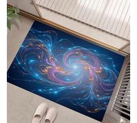 HASLEFND Paillasson Interieur Fluide onirique, 45 x 75 cm Tapis Entree Interieur Bande Lumineuse Spirale Tapis Chien avec Dos en TPE Durable et Antidérapant Lavable en Machine, Bleu
