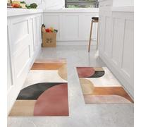 HASLEFND Tapis Cuisine Devant evier, Couloir Lavable antiderapant Style Abstrait géométrique Rectangle Semi-Circulaire pour Salon, Chambre, Les Chambres Jeunes Adulte Beige, 45x75+45x150cm