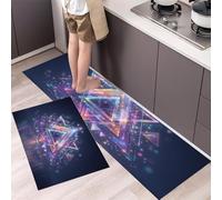 HASLEFND Tapis Cuisine Devant evier, Couloir Lavable antiderapant Style géométrique de Science-Fiction Triangle Lumineux pour Salon, Chambre, Les Chambres Jeunes Adulte Violet, 50x80+50x150cm
