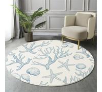 HASLEFND Tapis Rond Éléments Marins Chic Lavable en Machine
