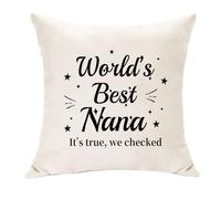 Hasodeo World's Best Nana It's True We Checked Housse de coussin beige 45 x 45 cm décorative amusante cadeau pour grand-mère, Noël, anniversaire, Nouvel An (Nana)