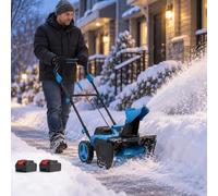 HASORVLUK Souffleuse à Neige sans Fil Projection 7,6 m pour Allées 2Bat | Deux batteries 20V 2,0Ah alimentent le système 40V; kit 2 ou 4 batteries avec un chargeur, pour surfaces pavées
