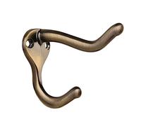 HASWARE 6 PCS Double Prong Robe Hook, Dual Coat Hooks Wall Mounted Hooks Robe Hooks Hangers Heavy Duty with 12 Pieces Screws for Home Coats Hat Clothes Hanger Towel Keys (Antique Brass)