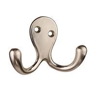 HASWARE 6 PCS Double Prong Robe Hook, Dual Coat Hooks with 12 Pieces Screws Wall Mounted Robe Hooks Hangers Heavy Duty for Hanging Hat Tie Clothes Coats Towel Keys for Bedroom Bathroom(Satin Nickel)