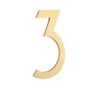 HASWARE Numéros de maison en laiton massif de 7,6 cm, numéros d'adresse modernes avec points adhésifs, sans perçage, autocollants pour maison, mur, boîte aux lettres, appartement (laiton, 3)