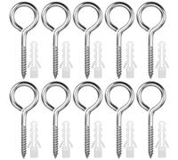 HATANSE 10 Pièces Œillets de Vis en Acier Inoxydable M6 x 80 mm, Argenté | Piton à Visser Lourde Vis à Œillet Crochet à Visser pour Hamacs, Auvents, Fauteuils Suspendus, Câble fixe