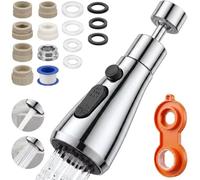 HATANSE Aérateur de Robinet 360° Pivotant Embout Robinet Cuisine avec 2 Modes de Pulvérisation Mousseur Robinet Économie D'eau Avec 7 Adaptateurs Femelle/Mâle de M20 M22 et M24