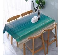HATEGE Nappe carrée 160x160 Mer Nappe Bleu en Tissu Polyester Imperméable, Anti Tache Nappes de Table Océan, pour Cuisine Anniversaire Exterieur Jardin A-6204