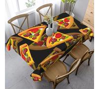 HATEGE Nappe carrée 160x160 Pizza Nappe Noir en Tissu Polyester Imperméable, Anti Tache Nappes de Table Restaurant Occidental, pour Cuisine Anniversaire Exterieur Jardin A-6252