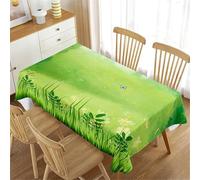 HATEGE Nappe carrée 160x160 Vert Nappe Printemps en Tissu Polyester Imperméable, Anti Tache Nappes de Table Feuilles Vertes, pour Cuisine Anniversaire Exterieur Jardin A-6084