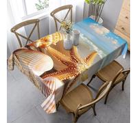 HATEGE Nappe Rectangulaire Thème de la Mer 150x300 cm Nappe Plage en Tissu Polyester Imperméable, Anti Tache Nappes Océan, pour Cuisine Anniversaire Exterieur Jardin A-6035