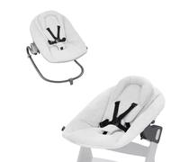 hauck 2en1 Transat Bebe et Siège Nouveau-né Premium pour Chaise Haute Bébé Alpha et Beta - avec Harnais 5 Points, Dossier Réglable et Housse Coton - Gris Clair