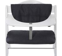 Hauck Alpha Highchair Pad Deluxe : réducteur de chaise pour chaise haute en bois - Facile à installer et à nettoyer - Noir et gris - Confortable et élégant - Lot de 2