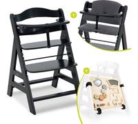 Hauck Chaise Haute Alpha Plus Black - en set économique incl.