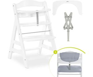 Hauck Chaise Haute Alpha Plus White - en set économique incl.
