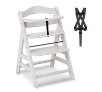 hauck Chaise Haute Bébé Alpha Plus, Évolutive dès 6 Mois, Inclus Harnais 5 Points, Barre de Sécurité, Réglable, Jusqu'à 90 kg, Bois FSC - Crème