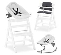 hauck Chaise Haute Bébé Alpha Plus Premium - Évolutive avec Siège Amovible, Coussin Rembourré et Réducteur en Coton - Blanc