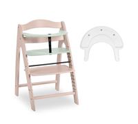 Hauck - Chaise haute en bois de hêtre Arketa N Play Beech - Whitewashed Mint