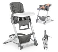hauck Chaise Haute Bébé Evolutive Grow Up - Chaise Haute Pliable avec Dossier Réglable dès la Naissance - Hauteur Ajustable, avec Tablette et Roulettes, Compacte et Sécurisée (Gris chiné)