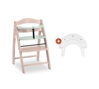 Hauck - Chaise haute en bois de hêtre Arketa N Play Beech - Whitewashed Mint