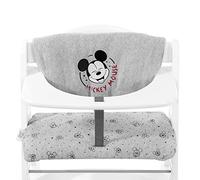 hauck Coussin Chaise Haute Bébé Highchair Pad Deluxe, Compatible avec Chaises Alph Bet et Arketa, Lavable en Machine, Fixation Scratch, Mickey Gris Clair