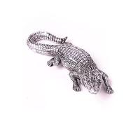 HAUCOZE Crocodile Figurine Statue Animal Décoration Moderne Sculpture 36cm | Résine Argent Ornement Tendance Anniversaire Festival Cadeau Maison Arts Artisanal pour Salon Salle à Manger Bureau