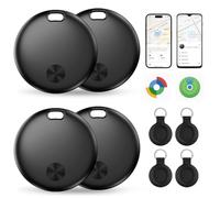 Hauibela Smart Air Tracker Tag Pro 4 Pack Double Système pour iOS & Android | Compatible avec Apple Où Est ? App Ou Google Mon Appareil Trouver, Localisateur de Clés pour Sac à Dos, Valise, Passeport