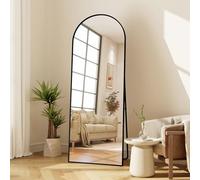 Hauptrolle Miroir complet 164 x 54 cm, miroir sur pied incurvé avec cadre en métal, miroir mural avec crochet, miroir arqué pour chambre à coucher, salon, garde-robe (noir, 164 x 54 cm)