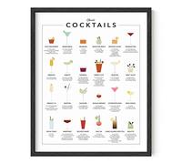 Haus and Hues Décoration murale encadrée thème alcool, menu pour bar, boisson, œuvre d'art, pour cuisine, affiches de dortoir universitaire, cadre noir, 40,6 x 50,8 cm