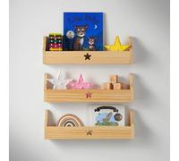 Haus Projekt Étagère Murale Enfant Étoile Étagères Murales Flottantes pour Enfants Décoration de Chambre Enfant Étagères pour la Salle de Jeux des Enfants Star Chubby Shelf (Pack 3, Pin) 50x10x16cm