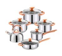 Haus Roland HOME ELEMENTS-HR, ensemble de 12 pièces de batterie de cuisine en acier inoxydable, finition brillante