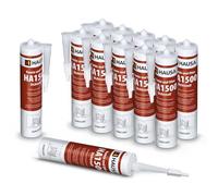 HAUSA Mastic d'Étanchéité pour Cheminées et Poêles HA1500 Mastic Spécial Résistant Au Feu et Aux Températures Jusqu'à 1500°C Produit d'étanchéité Gris Foncé 12x 310 ml