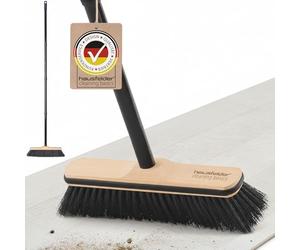 Hausfelder Balai d'intérieur de 30 cm avec manche en 4 parties et protection des bords, balai pour parquet, carrelage, intérieur, balai avec poils synthétiques doux pour les cheveux, la poussière