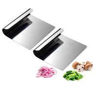 Hausfelder lot de 2 aides de cuisine de multi-usage en acier inoxydable 18/10, 12 x 14 cm - Pelle à légumes, spatule pour ramasser les aliments