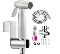 Hausharbor Douchette Toilette,WC Kit Complet,Vaporisateur de Toilette Douchette à Main Bidet en Acier Inoxydable - avec Vanne 3 voies (1/2"-3/8") parfait pour Hygiène personnelle, Soins de nettoyage