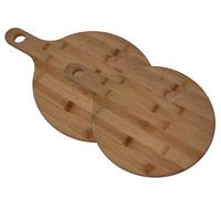 hausleben Lot de 2 Planches à Pizza en Bambou 25,5 cm - Plateau Rond avec Poignée - Petite Planche de Service pour Pizza, Fromage, Tapas et Petit-Déjeuner - Durable et Facile à Nettoyer