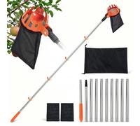 HAUSPROFI 4m Cueille Fruit Telescopique, Cueille Cerise avec Sac de Rangement,Cueille Pomme Griffe Réglable à 180°, en Acier Inoxydable, Cueillette Cerise pour Raisins, Poires et Pêches, Diamètre 16cm