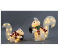 Hausse Lot de 2 guirlandes lumineuses 3D d'écureuil de Noël - Décoration de Noël lumineuse - Écureuil assis - À brancher pour les vacances, le Nouvel An, l'hiver, la terrasse, la pelouse, le jardin