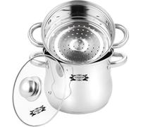 Haussmann Héritage Couscoussier 3 en 1 Acier Inoxydable 4L/18cm | 18x15x8cm, Cuit Vapeur & Faitout, Inclut Panier à Semoule, Couvercle Verre, Compatible Induction & Lave-vaisselle, Sans PFOA