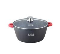 HAUSSMANN Heritage Marmite Faitout 36cm 13.4L - Fonte d'Aluminium Revêtement Pierre Antiadhésif - Compatible Induction & Four - Couvercle Verre & Poignées Silicone - Sans PFOA - Design Françai