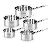 HAUSSMANN Heritage Pro Batterie 5 Casseroles Inox Professionnel sans Revêtement (12-20cm). Fond Épais 8mm Tous Feux dont Induction, Graduations. Four & Lave-Vaisselle