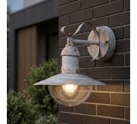 Applique murale applique extérieure lampe maison applique balcon, IP44, acier couleur or blanc, style campagnard, 1x douille E27, HxLxP 25,6x24x27,2 cm